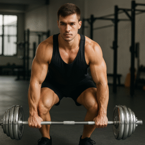 Un hombre levantando el Kit de Pesas Grandes