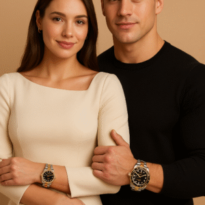 Set de relojes para pareja con acabado premium